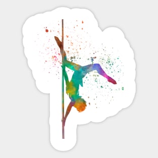 woman pole dancer silhouette  in watercolor Sticker